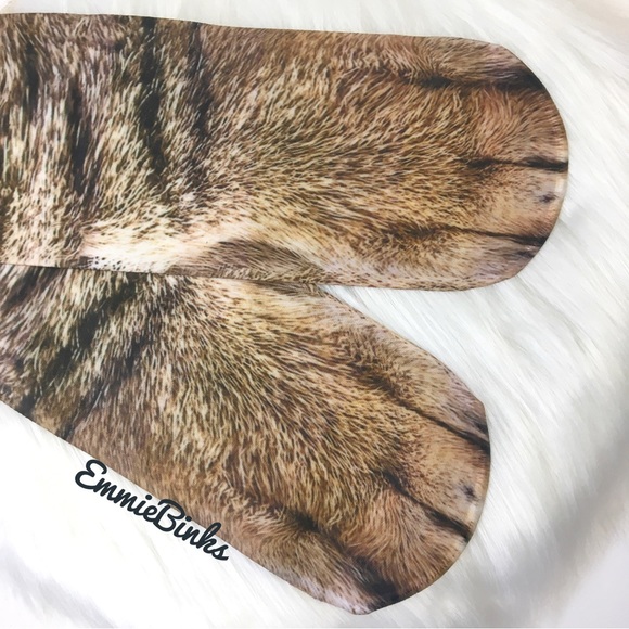 New 3D Over The Knee Realistic Fur Cat Lightweight Socks / Stretch Stockings - Picture 7 of 12
